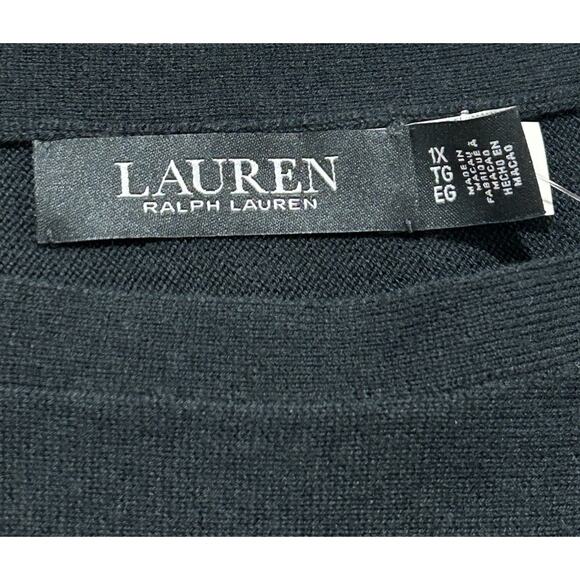 NEW Lauren Ralph Lauren Women’s 1X Black Cotton-Blend Dolman-Sleeve Sweater NWT - Picture 6 of 12